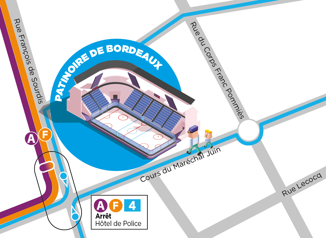access map to the Patinoire Mériadeck