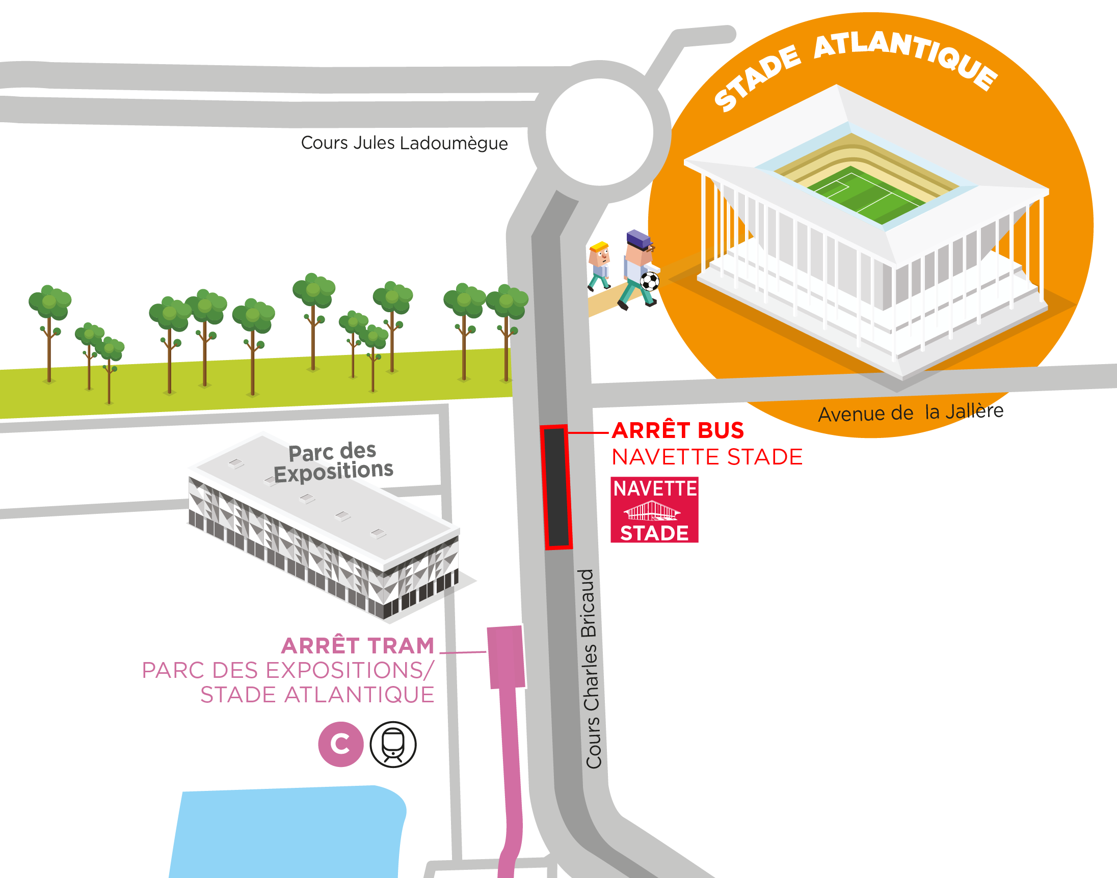 access map to the Atlantique stadium