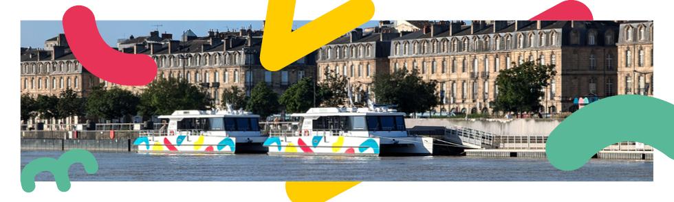 Image représentant deux bateaux LE BATO sur la Garonne sur les quais de Bordeaux.
